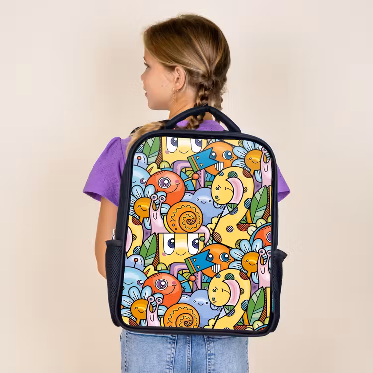 Kids backpack - Black - Monster with Dots — 4