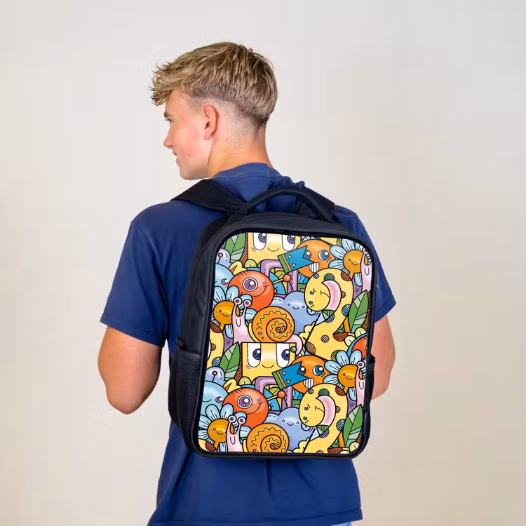 Kids backpack - Black - Monster with Dots — 5