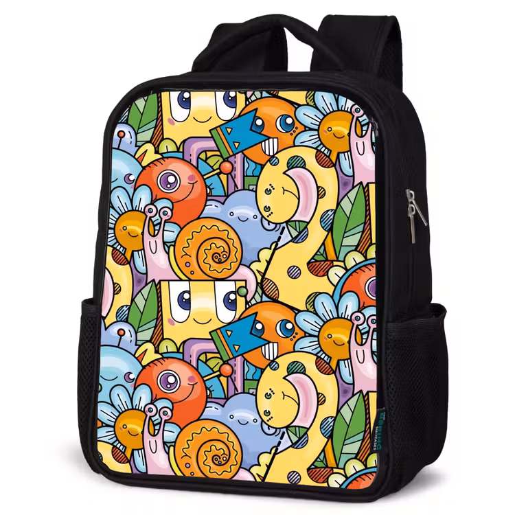 Kids backpack - Black - Monster with Dots — 6