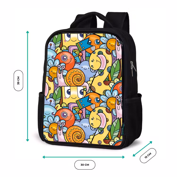 Kids backpack - Black - Monster with Dots — 8