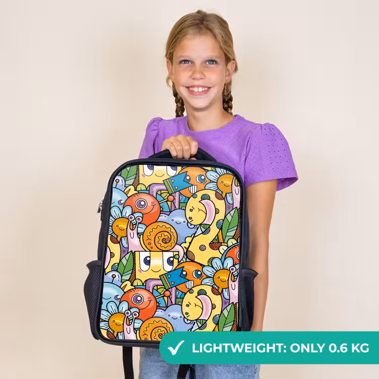 Kids backpack - Black - Monster with Dots — 9