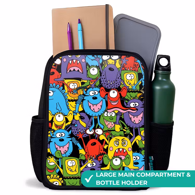 Kids backpack - Black - Monsters with Bright Colors — 10