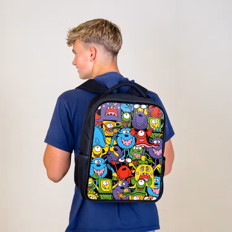 Kids backpack - Black - Monsters with Bright Colors — 5