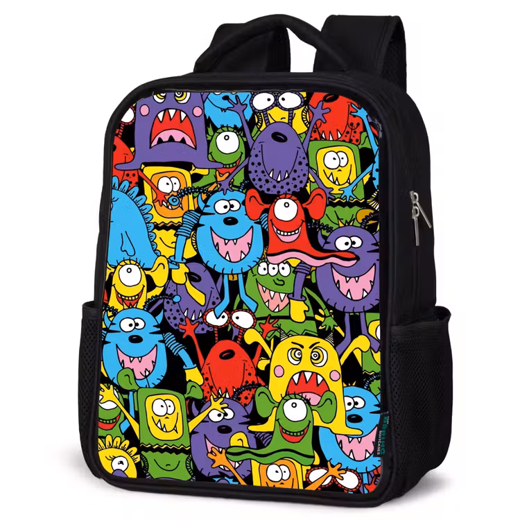 Kids backpack - Black - Monsters with Bright Colors — 6