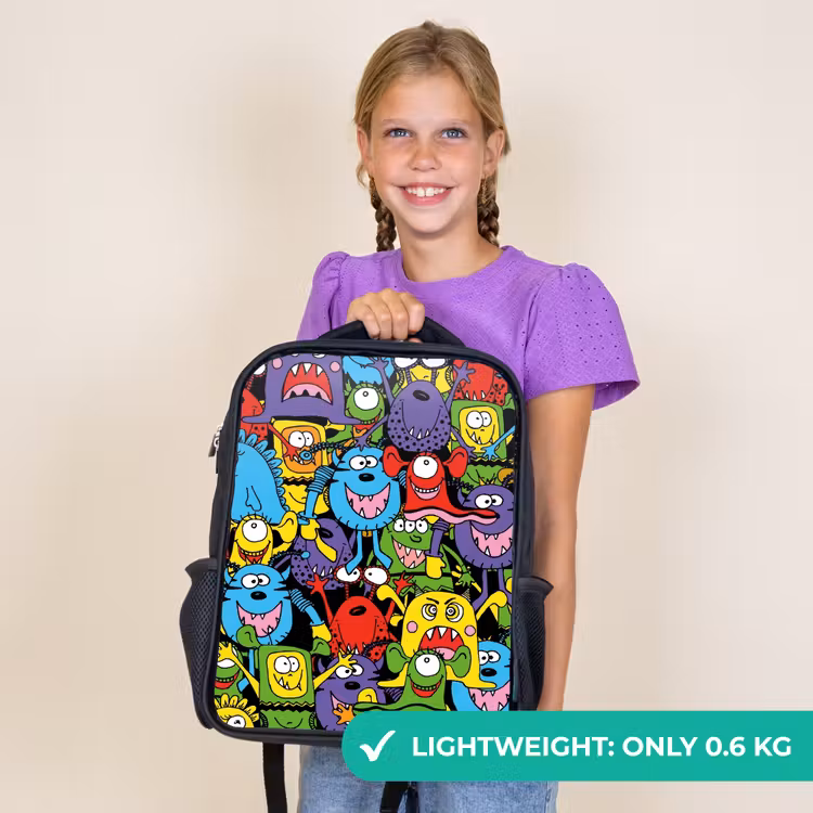 Kids backpack - Black - Monsters with Bright Colors — 9