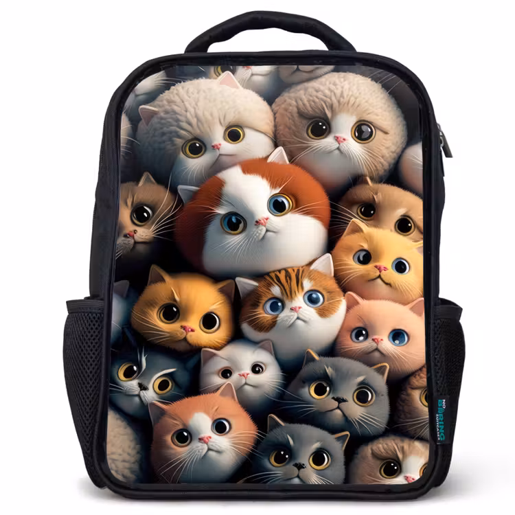 Kids backpack - Black - Orange Cats — 1