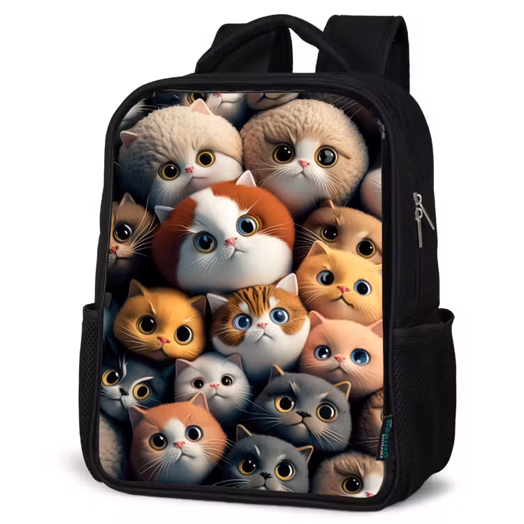 Kids backpack - Black - Orange Cats — 6