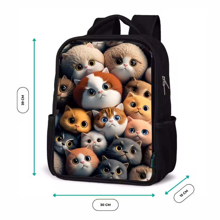 Kids backpack - Black - Orange Cats — 8