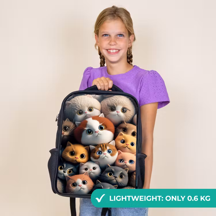 Kids backpack - Black - Orange Cats — 9
