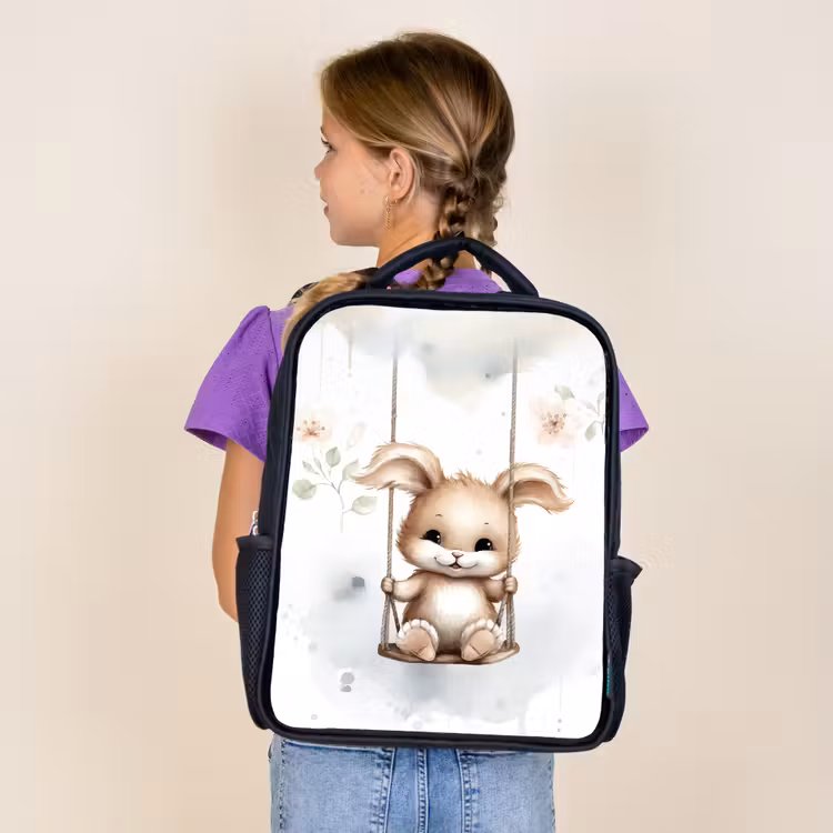 Kids backpack - Black - Rabbit - Baby animal - Children — 4