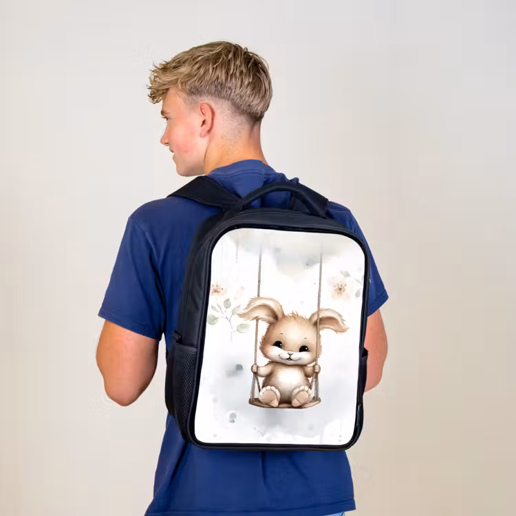 Kids backpack - Black - Rabbit - Baby animal - Children — 5