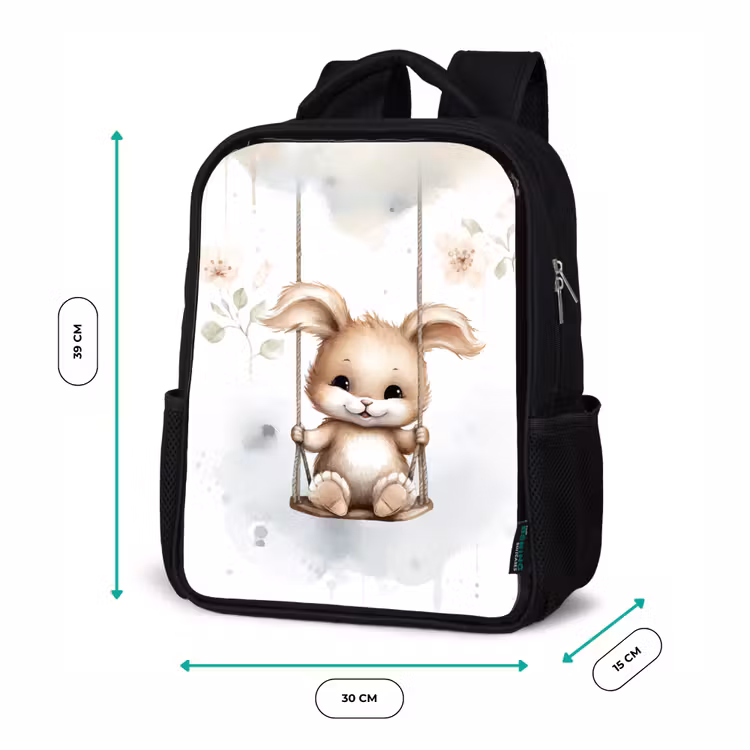 Kids backpack - Black - Rabbit - Baby animal - Children — 8