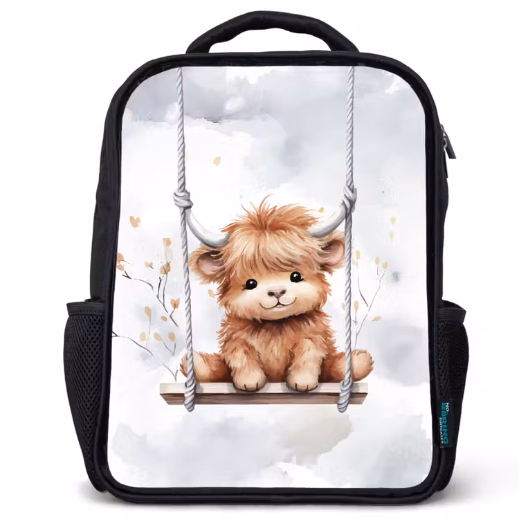 Kids backpack - Black - Scottish highlander - Animal - Children — 1