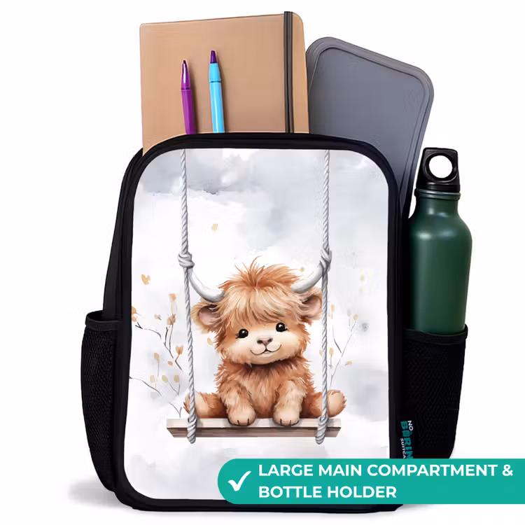 Kids backpack - Black - Scottish highlander - Animal - Children — 10
