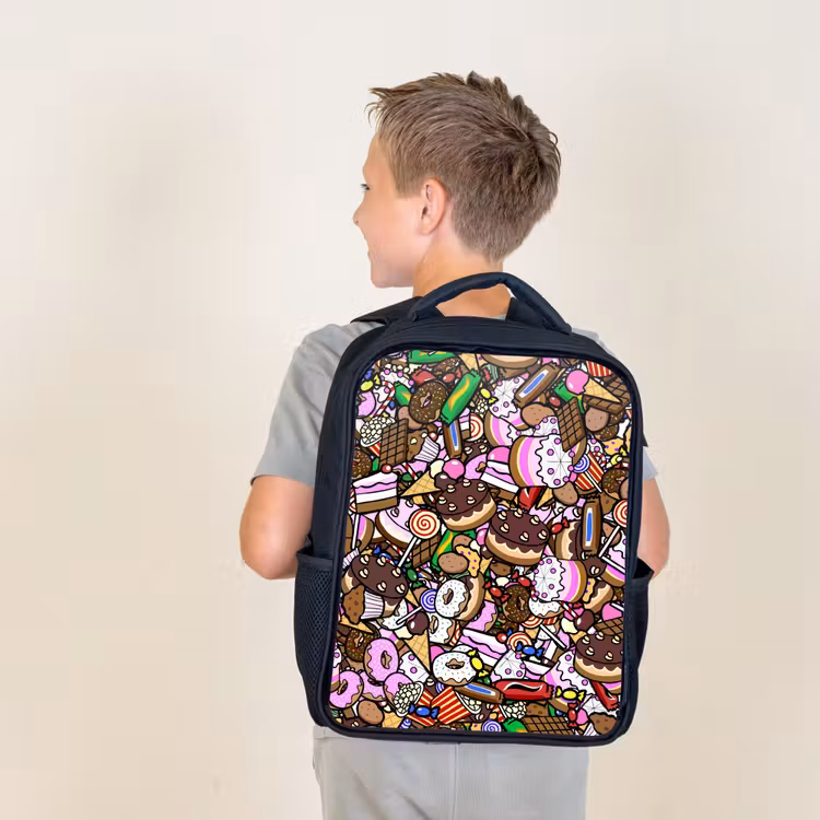 Kids backpack - Black - Sweet Candy World — 2