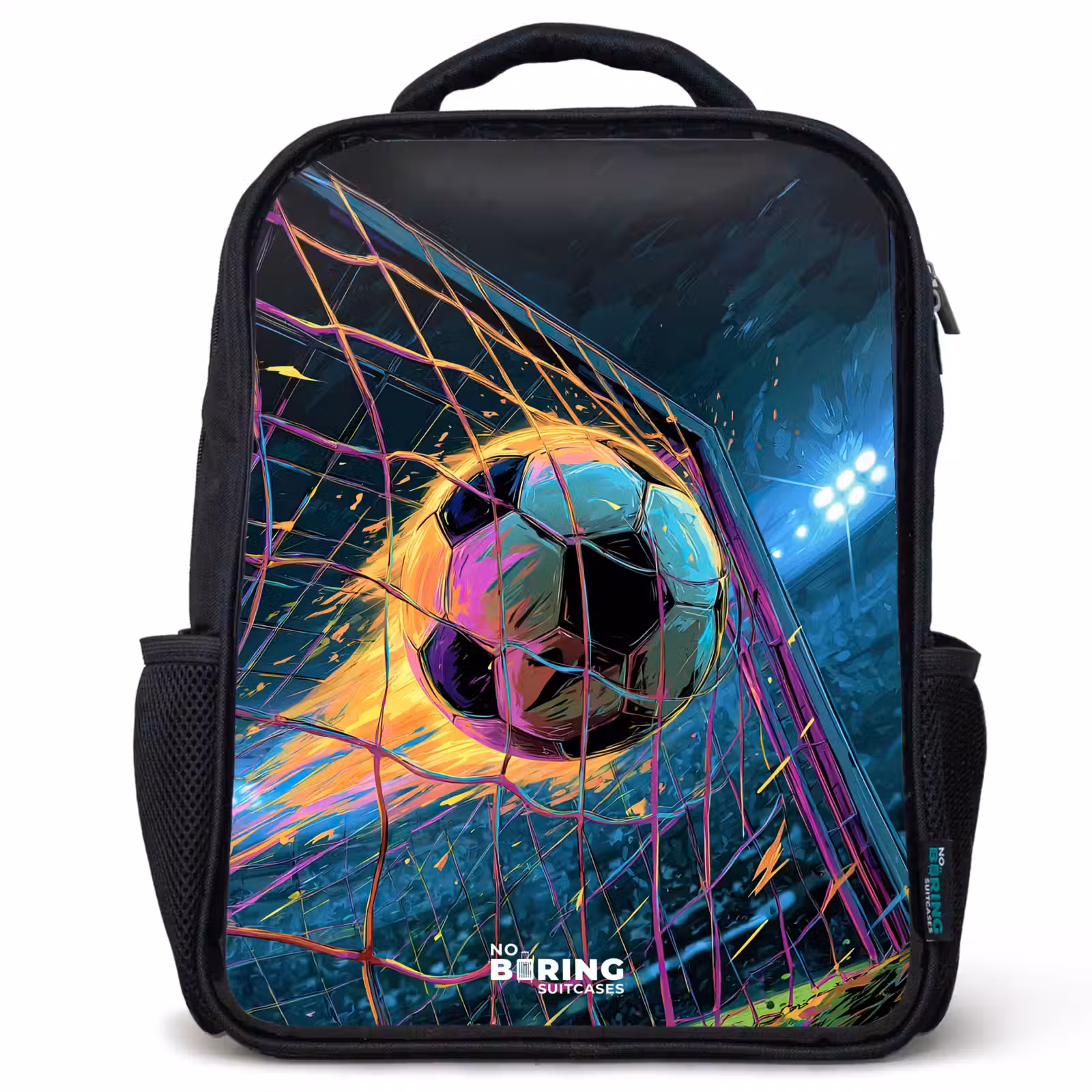 Kids backpack - Black - Neon - Net - Football - Colorful — 1