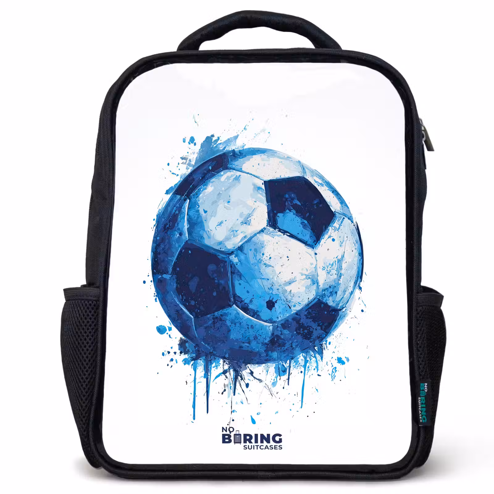 Kids backpack - Black - Soccer - Ink splashes - Blue - Ball — 1