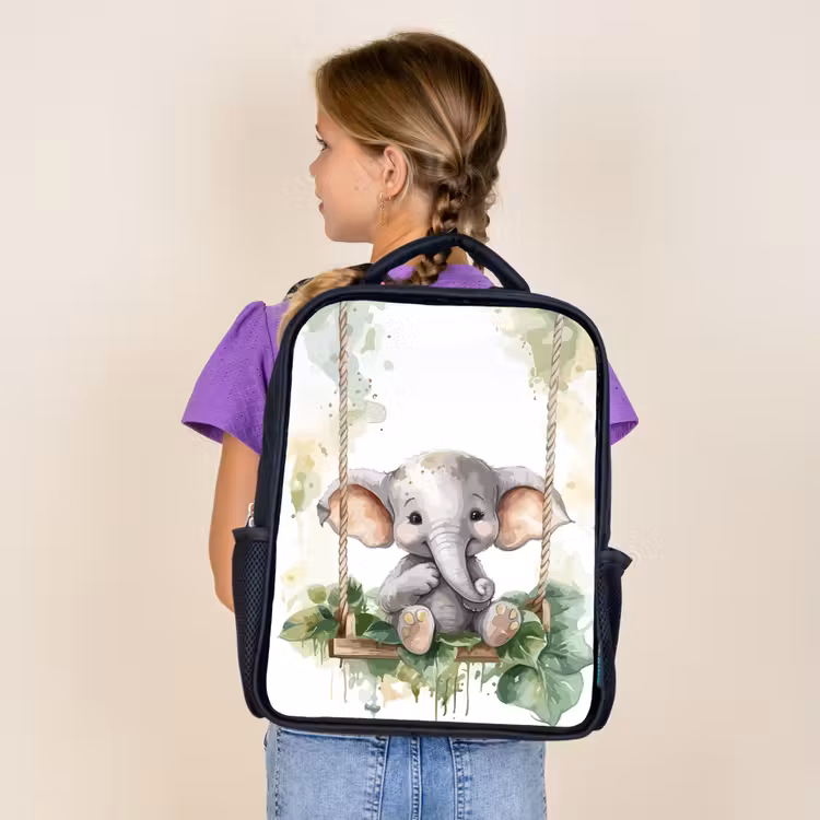 Kids backpack - Black - Elephant - Animal - Children - Jungle — 4