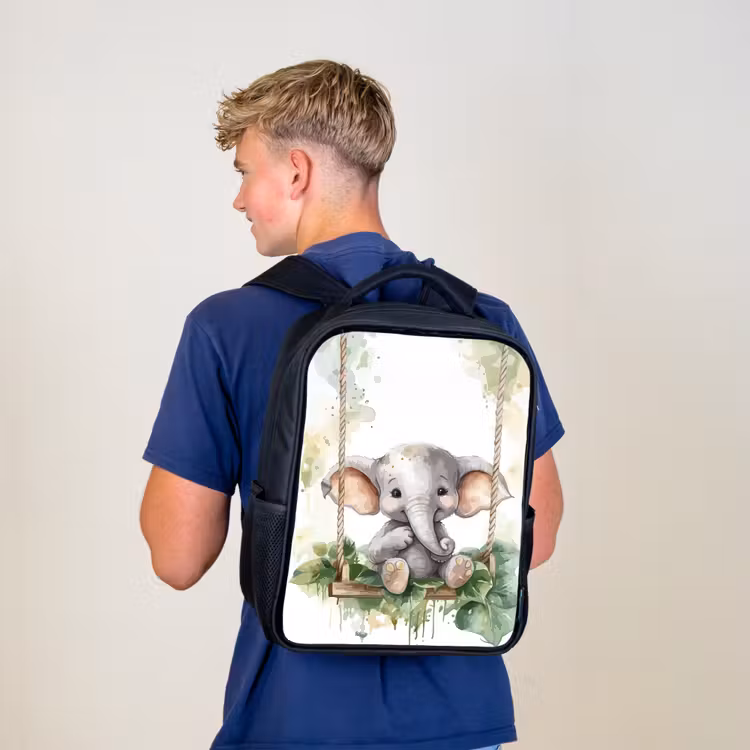 Kids backpack - Black - Elephant - Animal - Children - Jungle — 5