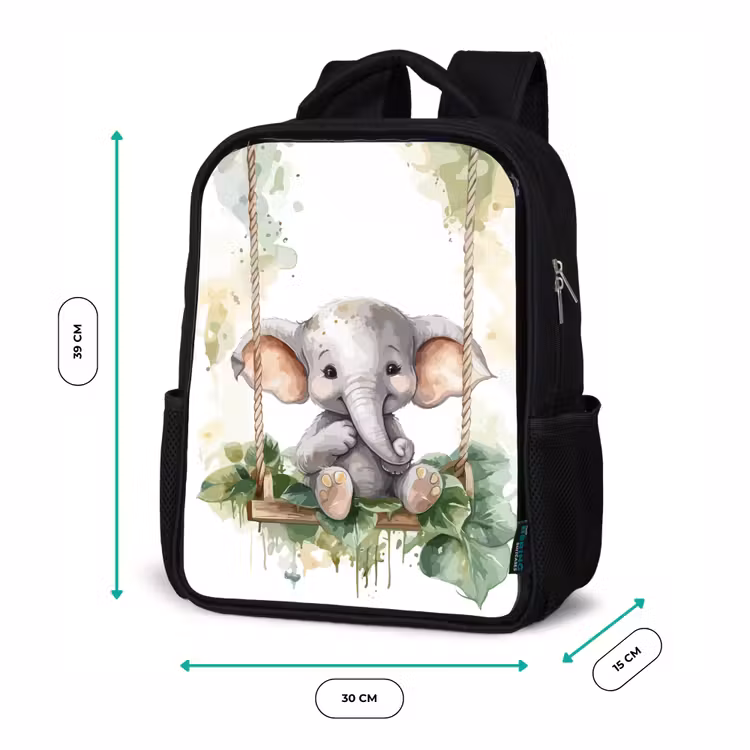 Kids backpack - Black - Elephant - Animal - Children - Jungle — 8