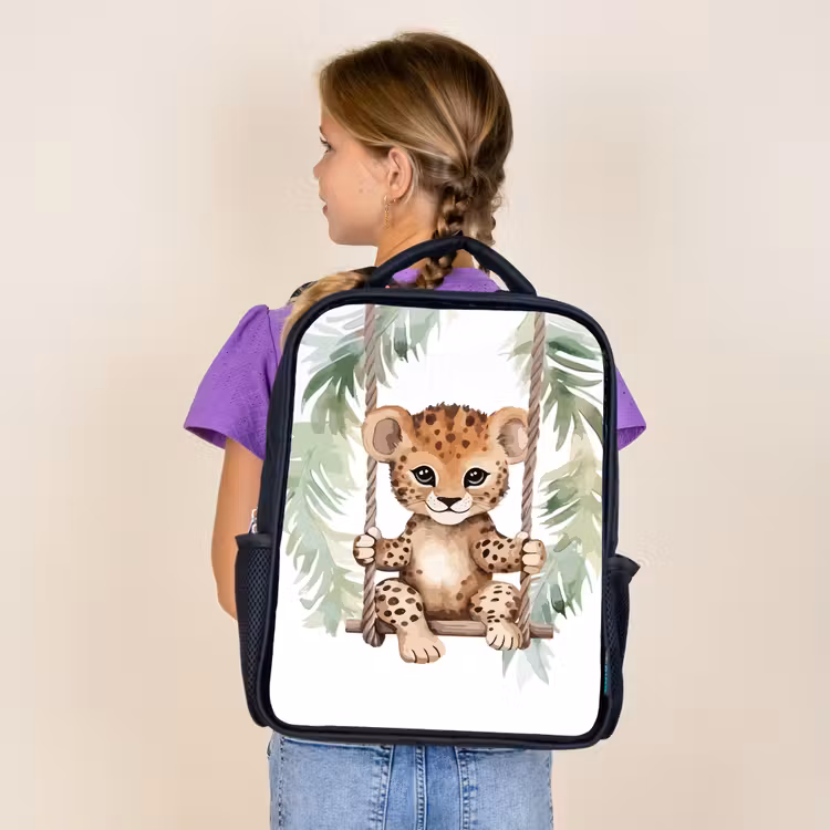 Kids backpack - Black - Leopard - Animal - Children - Jungle — 4