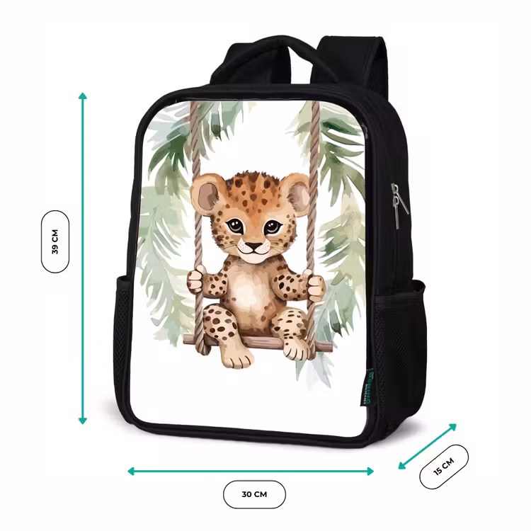 Kids backpack - Black - Leopard - Animal - Children - Jungle — 8