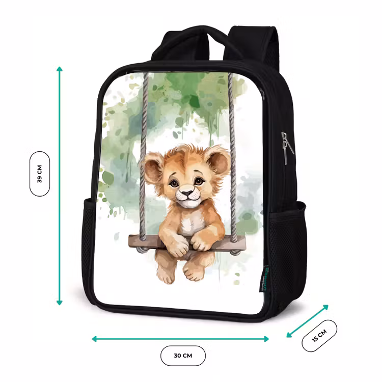 Kids backpack - Black - Lion - Animal - Children - Jungle — 8