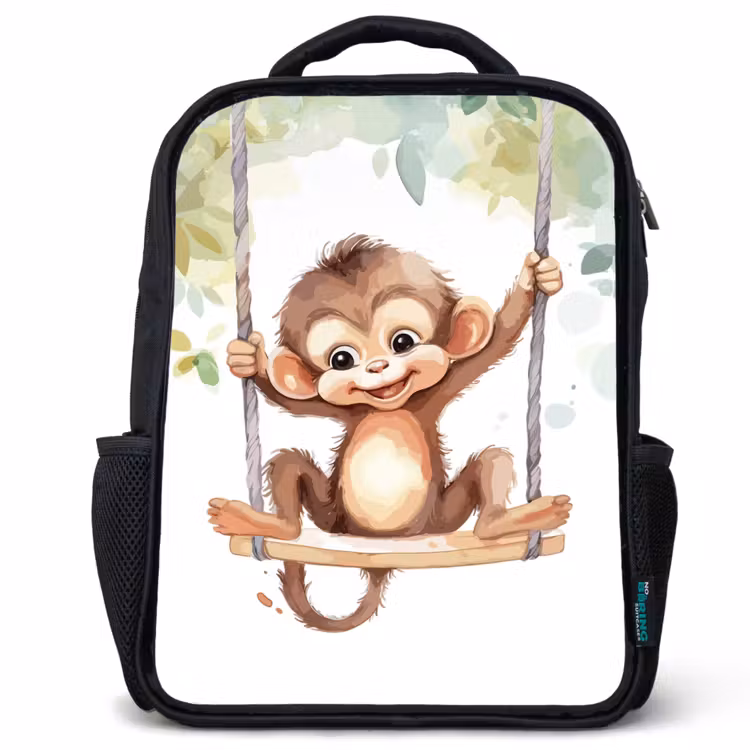 Kids backpack - Black - Monkey - Animal - Children - Jungle — 1