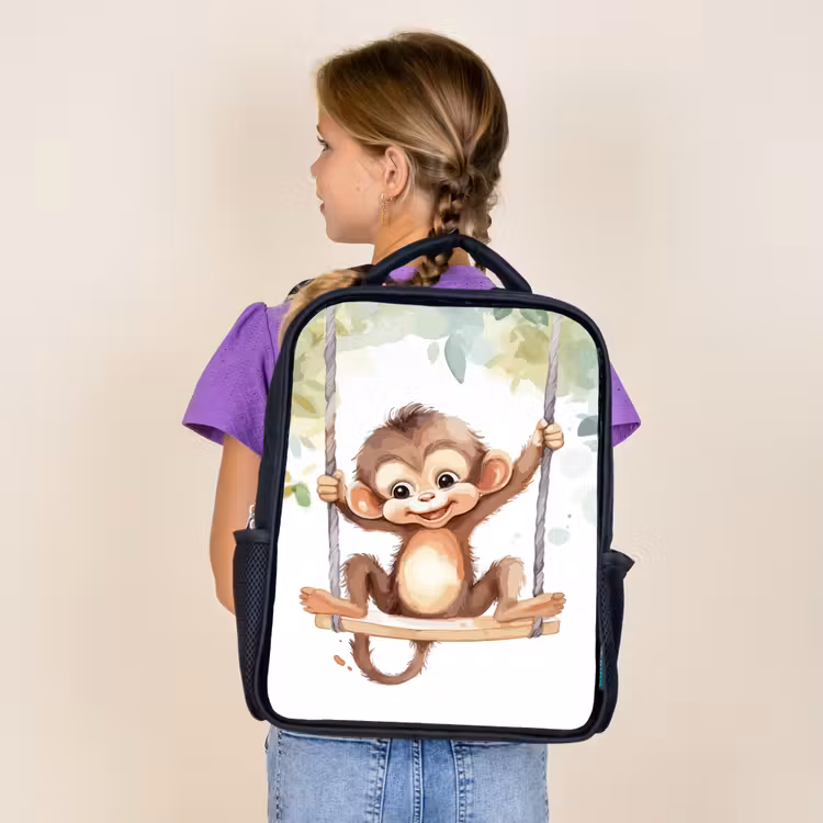 Kids backpack - Black - Monkey - Animal - Children - Jungle — 4