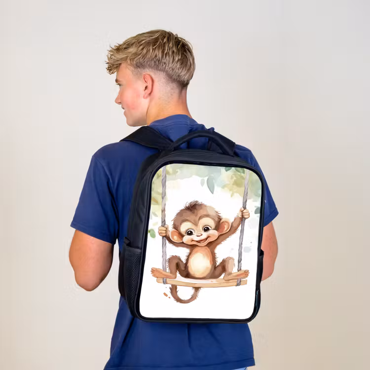 Kids backpack - Black - Monkey - Animal - Children - Jungle — 5