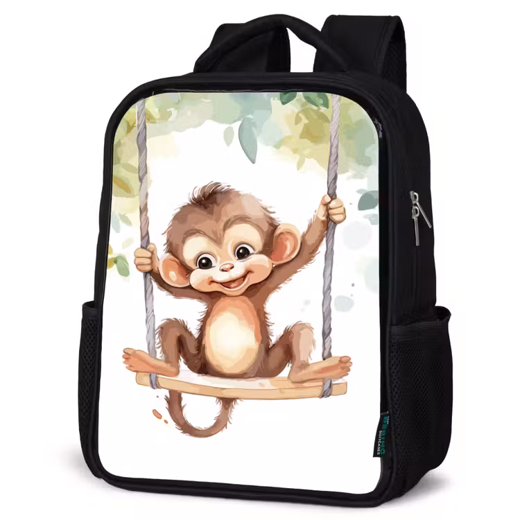 Kids backpack - Black - Monkey - Animal - Children - Jungle — 6