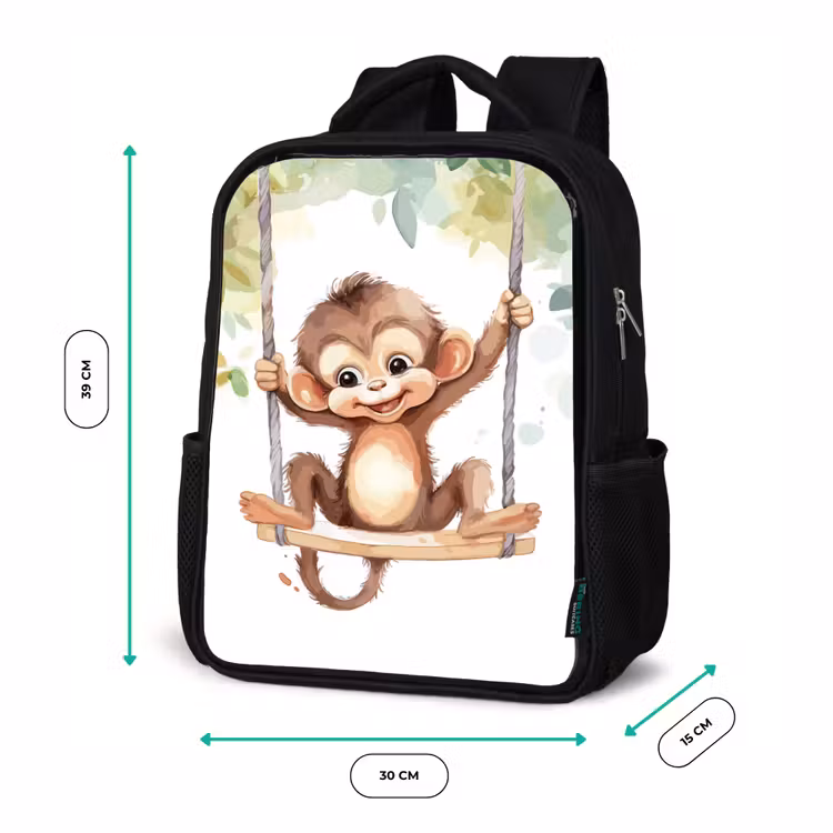 Kids backpack - Black - Monkey - Animal - Children - Jungle — 8
