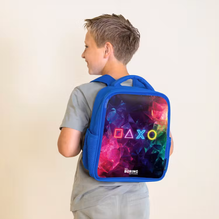 Kids backpack - Blue - Controller - Symbols - Neon — 2