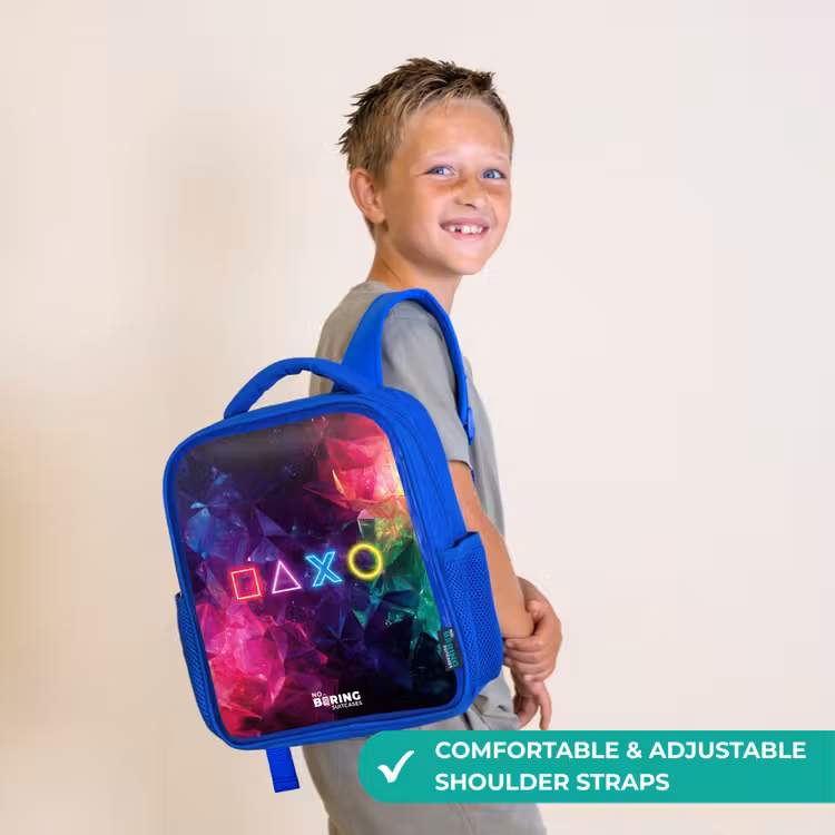 Kids backpack - Blue - Controller - Symbols - Neon — 4