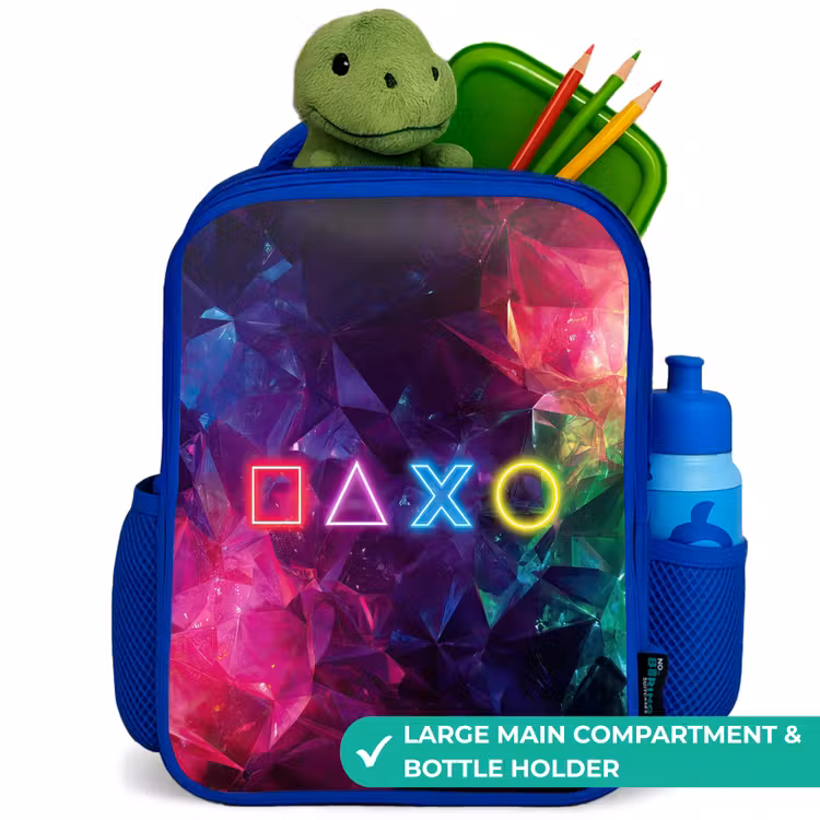 Kids backpack - Blue - Controller - Symbols - Neon — 5