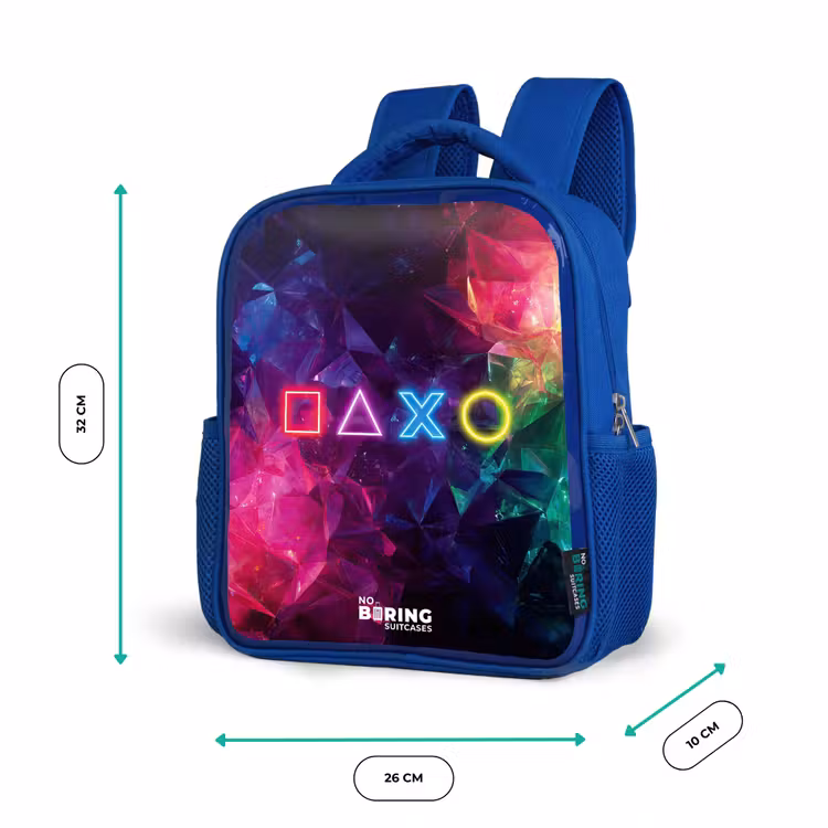 Kids backpack - Blue - Controller - Symbols - Neon — 6