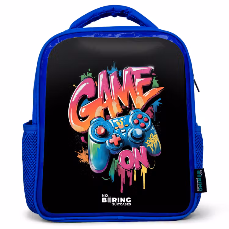 Kids backpack - Blue - Game - Controller - Graffiti - Neon — 1