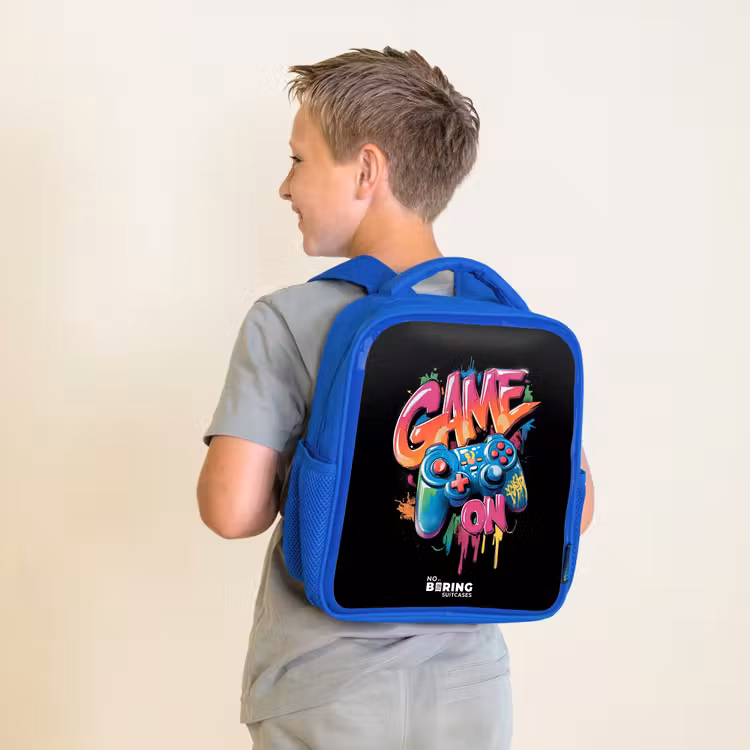 Kids backpack - Blue - Game - Controller - Graffiti - Neon — 2