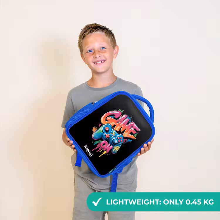 Kids backpack - Blue - Game - Controller - Graffiti - Neon — 3