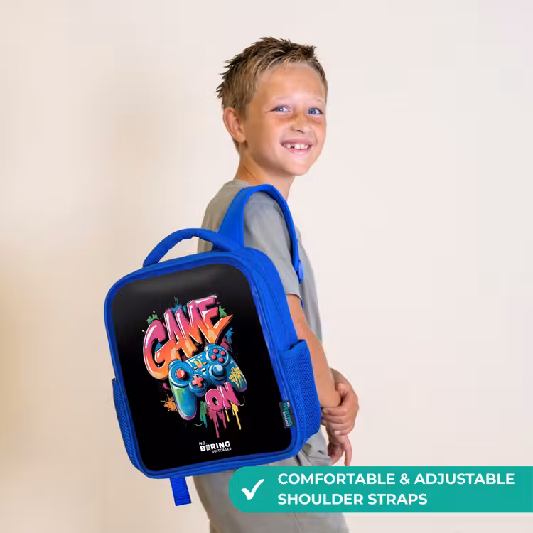 Kids backpack - Blue - Game - Controller - Graffiti - Neon — 4