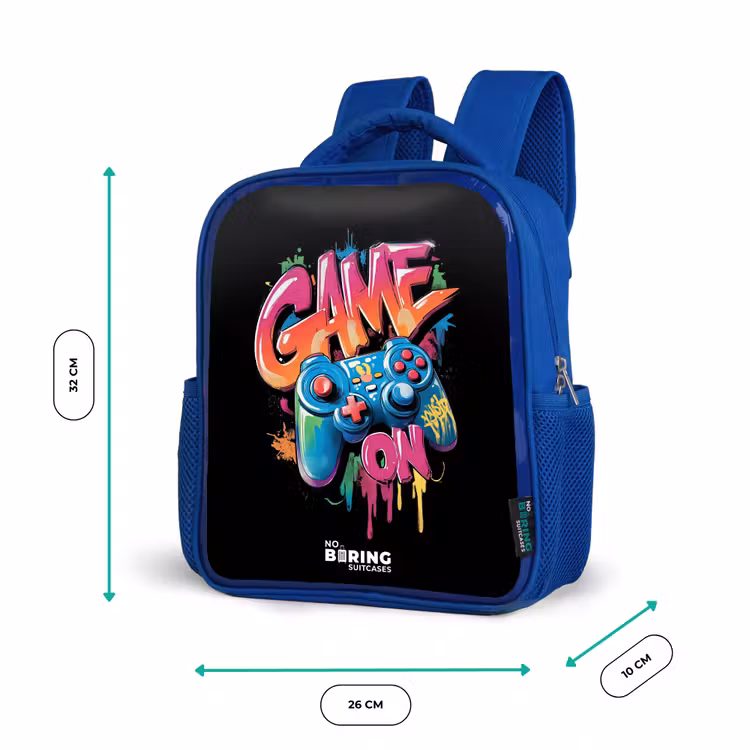 Kids backpack - Blue - Game - Controller - Graffiti - Neon — 6