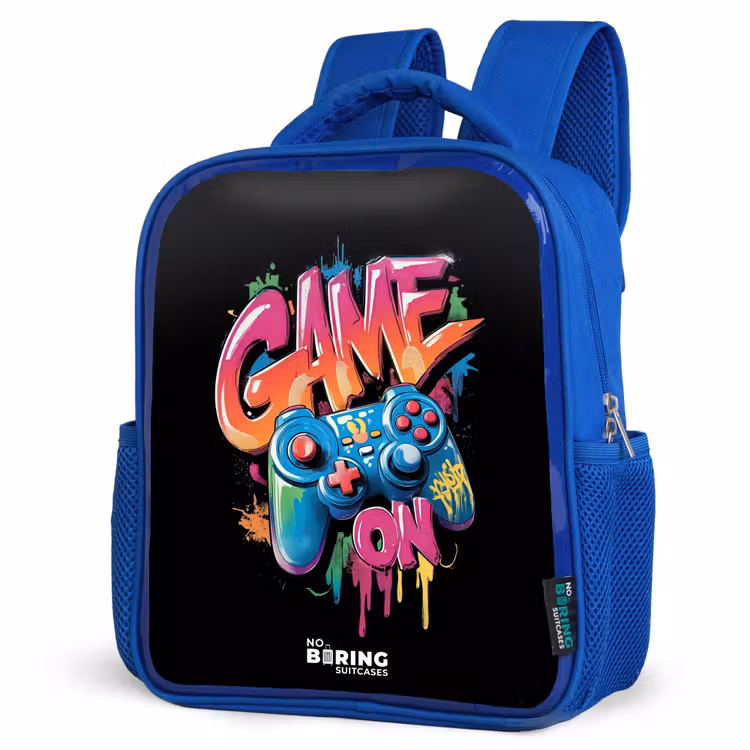 Kids backpack - Blue - Game - Controller - Graffiti - Neon — 7