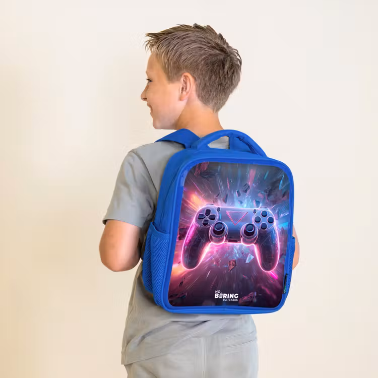 Kids backpack - Blue - Game - Controller - Neon — 2