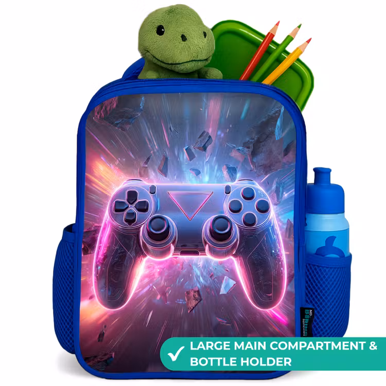 Kids backpack - Blue - Game - Controller - Neon — 5