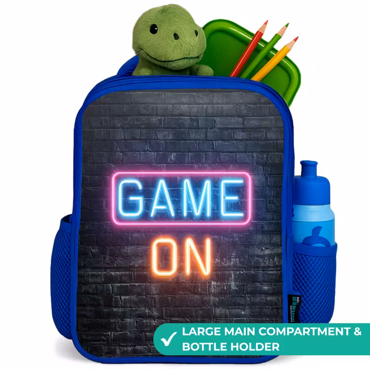 Kids backpack - Blue - Game - Letters - Neon — 5