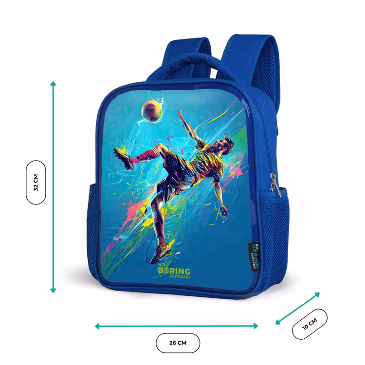 Kids backpack - Blue - Neon - Football - Kick - Colorful — 6