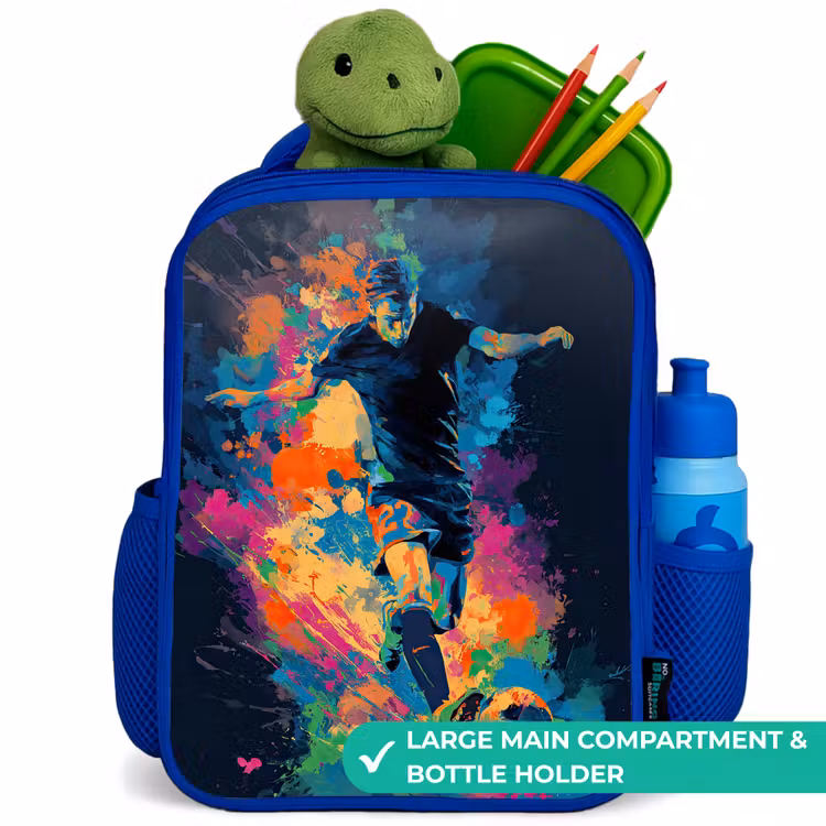 Kids backpack - Blue - Neon - Footballer - Colorful — 5