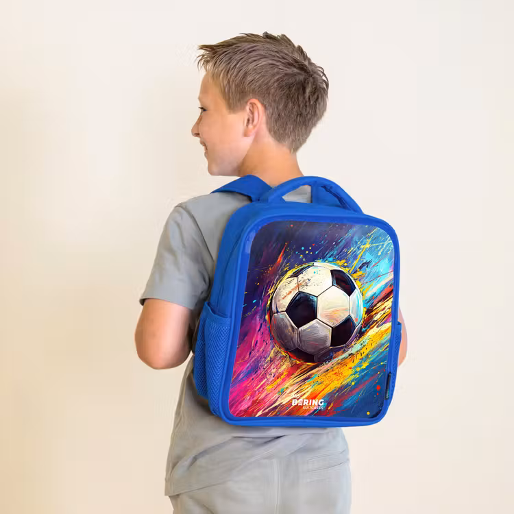 Kids backpack - Blue - Neon - Soccer - Colorful — 2