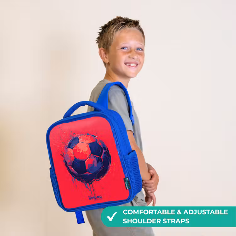 Kids backpack - Blue - Soccer - Paint - Blue - Red — 4