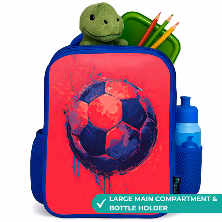 Kids backpack - Blue - Soccer - Paint - Blue - Red — 5